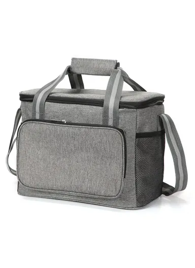 24L Thermal Insulated Waterproof Oxford Cloth Picnic Cooler Tote ShoulderTravel Lunch Bag (W39 x D22.5 x H27)cm - Grey