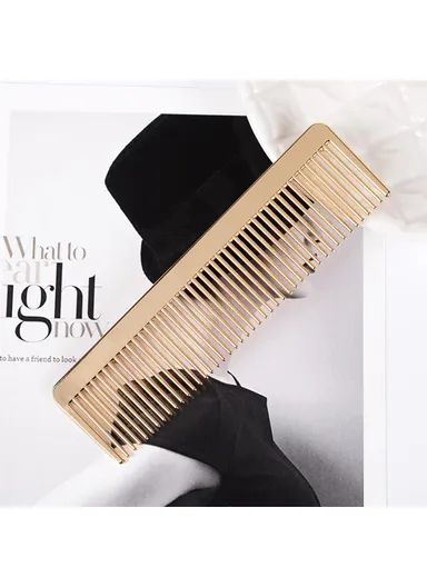 Scandinavian Minimalist Style Metal Alloy Barber Comb For Men Women (L12.4 x W3.4 x T0.2)cm