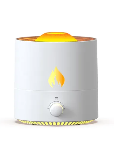 Simulation Flame Aroma Essential Oils Diffuser Quiet Operation Air Humidifier V8 (L11.7 x W11.3 x H12.5)cm - White