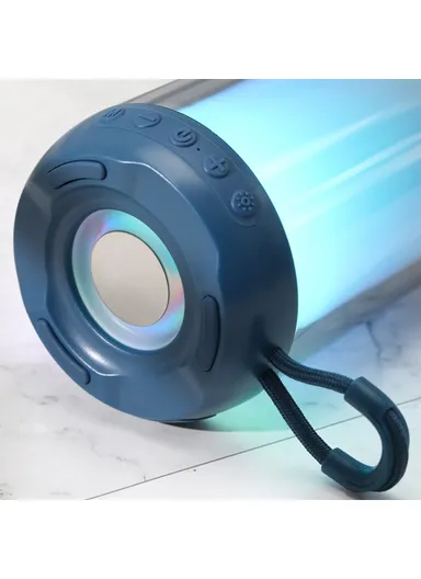 1200mAh Bluetooth Speaker FM Radio Colorful Light Desktop Subwoofer Support Hands-free Call (D8.6 x H13)cm - Blue