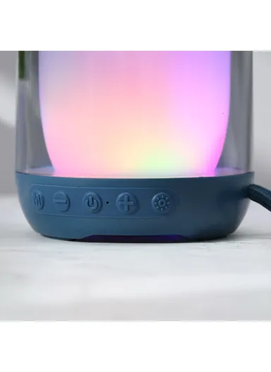 1200mAh Bluetooth Speaker FM Radio Colorful Light Desktop Subwoofer Support Hands-free Call (D8.6 x H13)cm - Blue