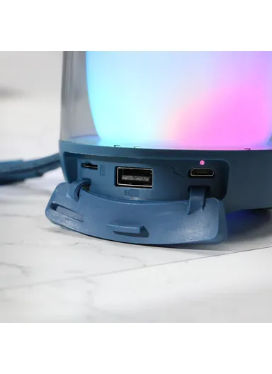 1200mAh Bluetooth Speaker FM Radio Colorful Light Desktop Subwoofer Support Hands-free Call (D8.6 x H13)cm - Blue