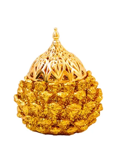 Golden Pine Cone Burner Incense Home Decoration Incense Stick Holder For Yoga Meditation (D8.7 x H9.5)cm