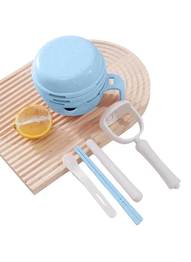 Baby Food Grinder Set Wheat Straw With PP Vegetable Fruit Food Processor Masher - Blue