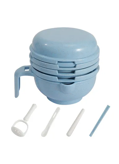 Baby Food Grinder Set Wheat Straw With PP Vegetable Fruit Food Processor Masher - Blue