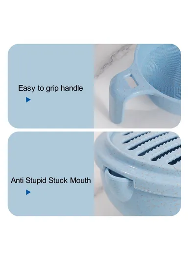 Baby Food Grinder Set Wheat Straw With PP Vegetable Fruit Food Processor Masher - Blue