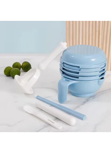 Baby Food Grinder Set Wheat Straw With PP Vegetable Fruit Food Processor Masher - Blue