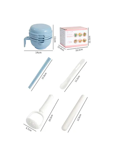 Baby Food Grinder Set Wheat Straw With PP Vegetable Fruit Food Processor Masher - Pink