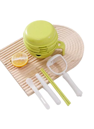 Baby Food Grinder Set Wheat Straw With PP Vegetable Fruit Food Processor Masher - Green