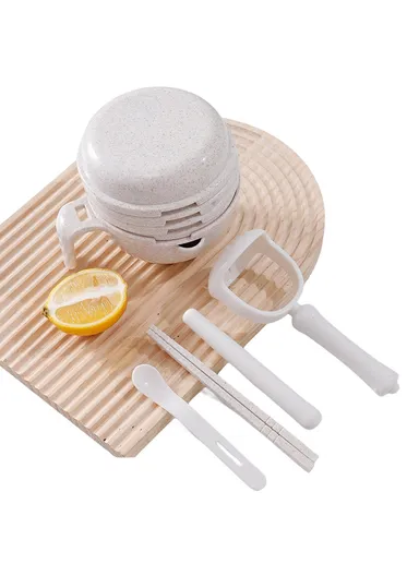 Baby Food Grinder Set Wheat Straw With PP Vegetable Fruit Food Processor Masher - Apricot