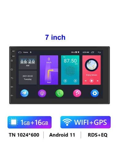 7 inch Android 11 Car Stereo With 1G+16GB GPS Navigation Touchscreen FM Radio &amp; Dual USB Input R-730