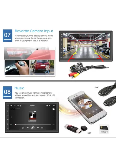 7 inch Android 11 Car Stereo With 1G+16GB GPS Navigation Touchscreen FM Radio &amp; Dual USB Input R-730