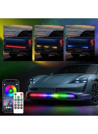 AR12 120cm 5050 LED Bluetooth RGB Car DRL Light Strip Front Bumper Grille Warning Light With Remote Control