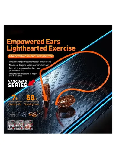 90mAh Air Conductive Sports Bluetooth Headset Painless Lightweight Headphone VC03 - Black