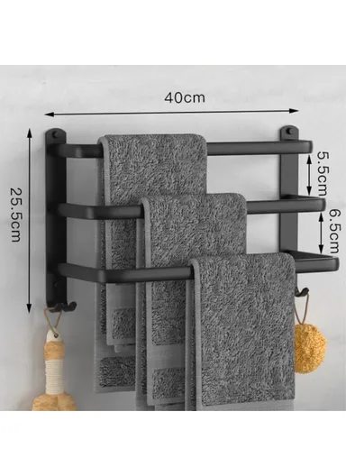 40cm Bathroom Towel Hanger Wall Mounted Storage Shelves Towel Rack Bar - 3-Tier