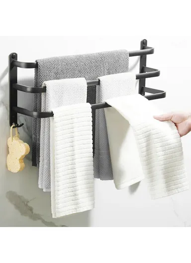 60cm Bathroom Towel Hanger Wall Mounted Storage Shelves Towel Rack Bar - 3-Tier