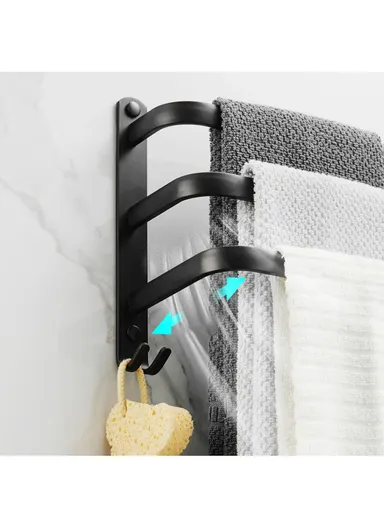 60cm Bathroom Towel Hanger Wall Mounted Storage Shelves Towel Rack Bar - 3-Tier