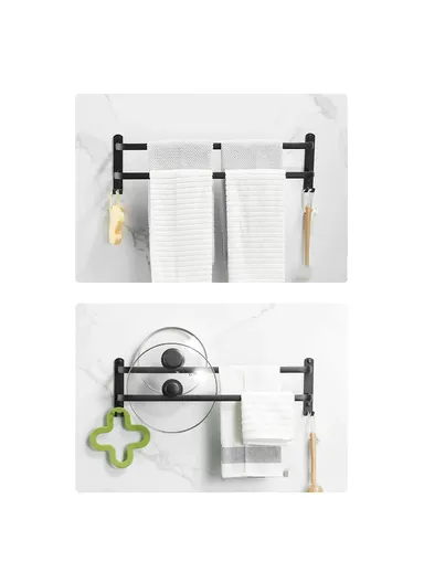 60cm Bathroom Towel Hanger Wall Mounted Storage Shelves Towel Rack Bar - 3-Tier