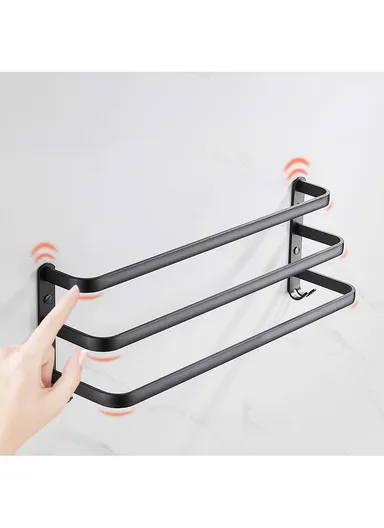 60cm Bathroom Towel Hanger Wall Mounted Storage Shelves Towel Rack Bar - 3-Tier