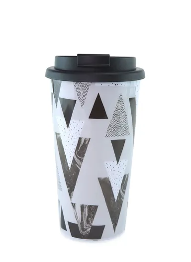 630ml Plastic Stylish Practical Coffee Cup With Lid For Cold &amp; Hot Drinks SJ348-6843 (D8.5 x H17.5)cm