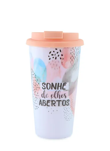 630ml Plastic Stylish Practical Coffee Cup With Lid For Cold &amp; Hot Drinks SJ348-6843 (D8.5 x H17.5)cm