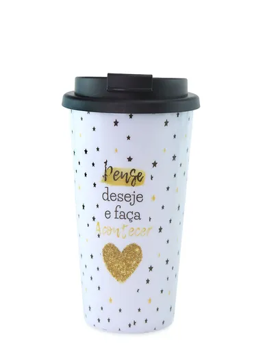 630ml Plastic Stylish Practical Coffee Cup With Lid For Cold &amp; Hot Drinks SJ348-6843 (D8.5 x H17.5)cm