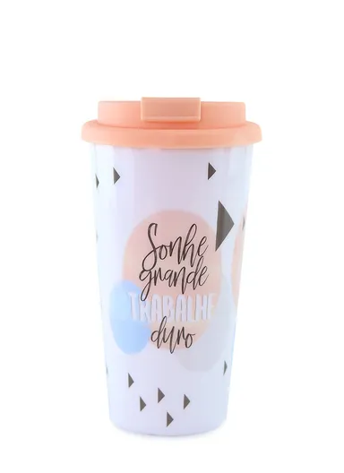 630ml Plastic Stylish Practical Coffee Cup With Lid For Cold &amp; Hot Drinks SJ348-6843 (D8.5 x H17.5)cm