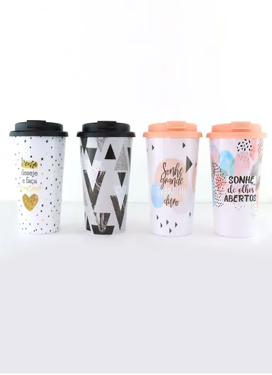 630ml Plastic Stylish Practical Coffee Cup With Lid For Cold &amp; Hot Drinks SJ348-6843 (D8.5 x H17.5)cm