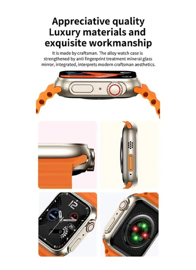 S200 Ultra 2.02" Full Touch Screen Heart Rate Monitoring Bluetooth Smartwatch With Wireless Charger &amp; 4 Straps