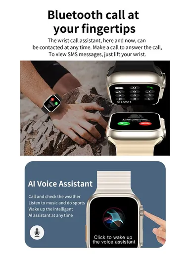 S200 Ultra 2.02" Full Touch Screen Heart Rate Monitoring Bluetooth Smartwatch With Wireless Charger &amp; 4 Straps