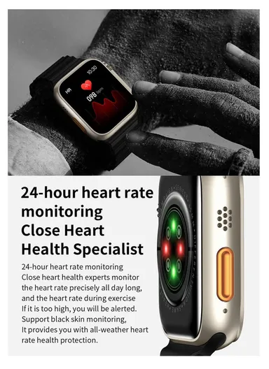 S200 Ultra 2.02" Full Touch Screen Heart Rate Monitoring Bluetooth Smartwatch With Wireless Charger &amp; 4 Straps