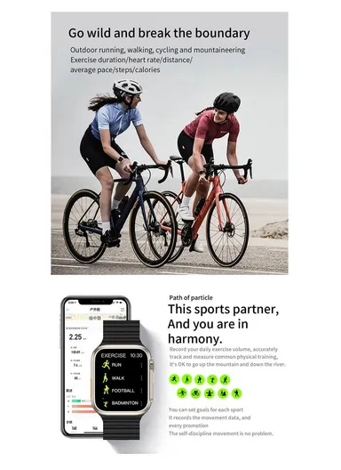 S200 Ultra 2.02" Full Touch Screen Heart Rate Monitoring Bluetooth Smartwatch With Wireless Charger &amp; 4 Straps