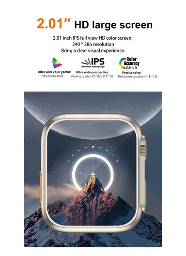 S200 Ultra 2.02" Full Touch Screen Heart Rate Monitoring Bluetooth Smartwatch With Wireless Charger &amp; 4 Straps