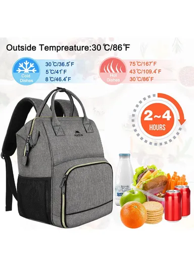 Laptop Backpack with Insulated Leakproof Lunch Compartment &amp; USB Charging Port - Black