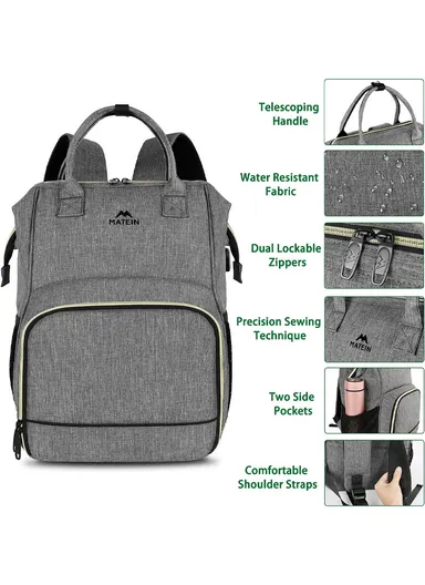 Laptop Backpack with Insulated Leakproof Lunch Compartment &amp; USB Charging Port - Black