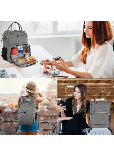 Laptop Backpack with Insulated Leakproof Lunch Compartment &amp; USB Charging Port - Black