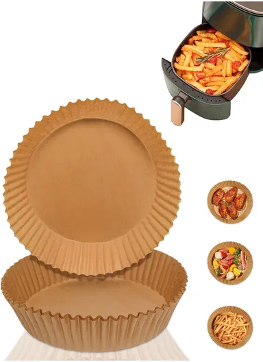 100 Pcs 20CM*4.5CM Non-Stick Oil-Proof Air Fryer Paper Liner For Air Fryer, Microwave, Oven, Steamer &amp; Cooker
