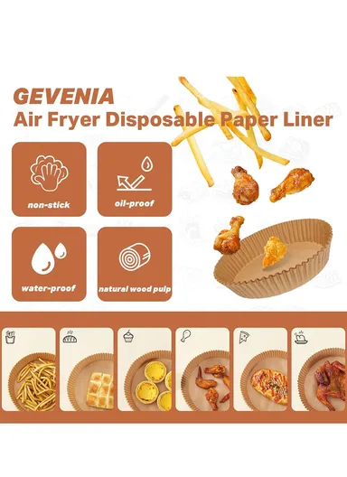 100 Pcs 20CM*4.5CM Non-Stick Oil-Proof Air Fryer Paper Liner For Air Fryer, Microwave, Oven, Steamer &amp; Cooker