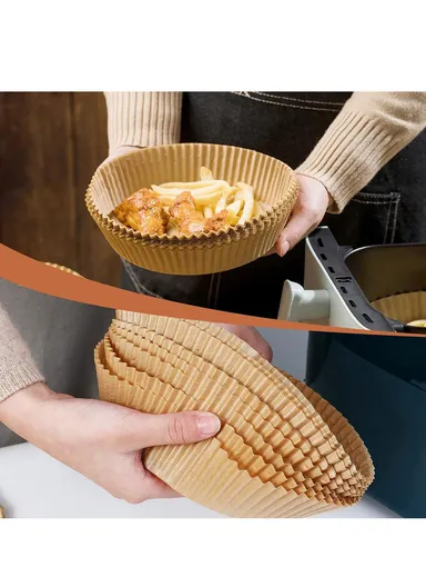 100 Pcs 20CM*4.5CM Non-Stick Oil-Proof Air Fryer Paper Liner For Air Fryer, Microwave, Oven, Steamer &amp; Cooker
