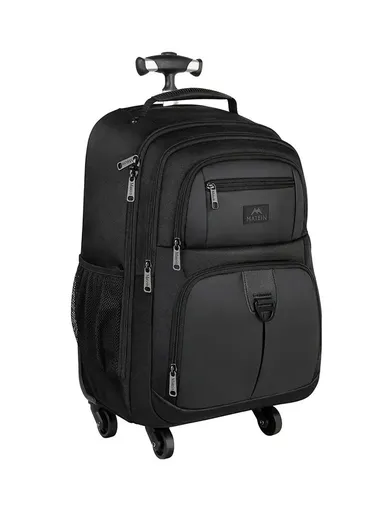 15.6'' Laptop Carry-on Water Resistant Rolling Travel Laptop Backpack With Wheels For Travel - Black