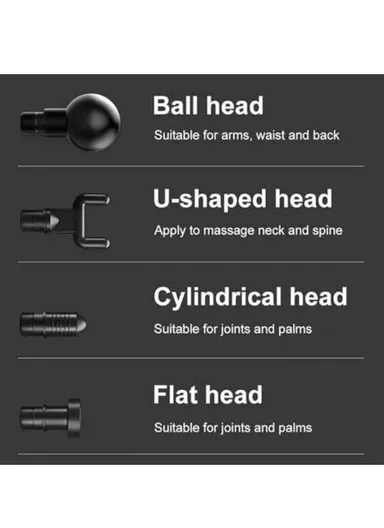 99 Gear 25W Vibration Muscle Relax Massage Gun With 4 Massage Heads (L14 x W5 x H15)cm - Black