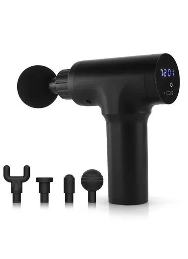 99 Gear 25W Vibration Muscle Relax Massage Gun With 4 Massage Heads (L14 x W5 x H15)cm - Black