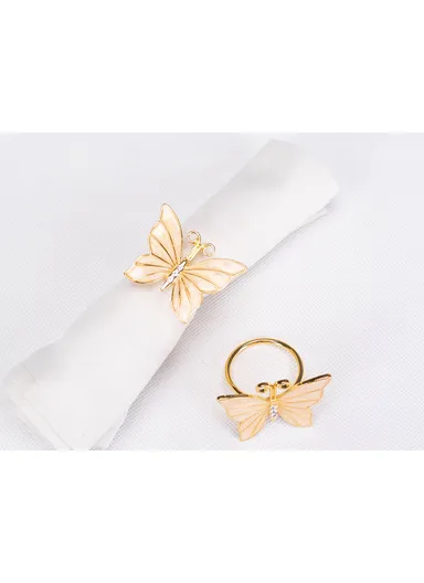 2 Pieces Butterfly Napkin Ring 4 cm - Gold