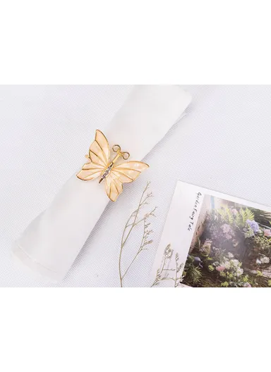 2 Pieces Butterfly Napkin Ring 4 cm - Gold
