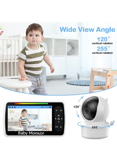 5" LCD PTZ Camera Wireless Baby Monitor 3000 mAh 5.0" Digital Wireless Baby Monitor With Night Vision, Temperature Monitoring &amp; Sweet Music SM650