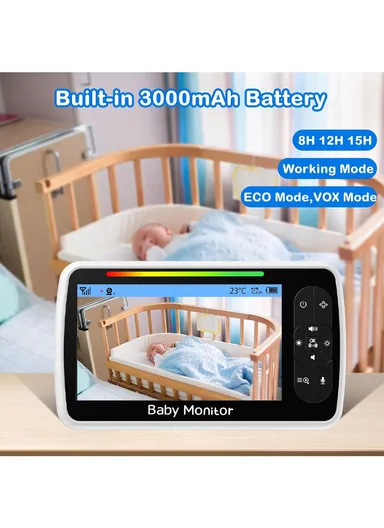 5" LCD PTZ Camera Wireless Baby Monitor 3000 mAh 5.0" Digital Wireless Baby Monitor With Night Vision, Temperature Monitoring &amp; Sweet Music SM650