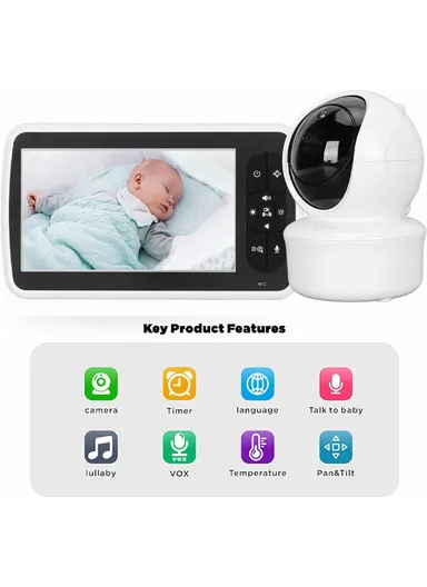 5" LCD PTZ Camera Wireless Baby Monitor 3000 mAh 5.0" Digital Wireless Baby Monitor With Night Vision, Temperature Monitoring &amp; Sweet Music SM650