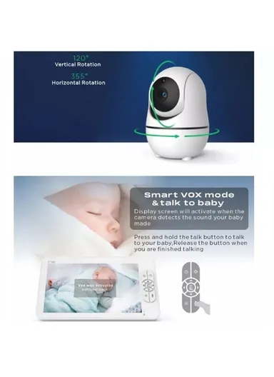 7-Inch Advanced HD Wireless Baby Monitor PTZ Camera Sender Unit with Two-Way Communication and Multi-Angle Monitoring SM70