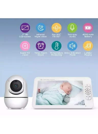 7-Inch Advanced HD Wireless Baby Monitor PTZ Camera Sender Unit with Two-Way Communication and Multi-Angle Monitoring SM70
