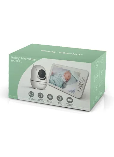 7-Inch Advanced HD Wireless Baby Monitor PTZ Camera Sender Unit with Two-Way Communication and Multi-Angle Monitoring SM70